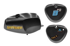 Büffeltank Set mit Seitendeckel für Simson S50 S51, Anthrazit-Metallic, versiege