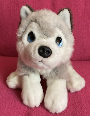 Keel Cuddle Puppies Husky Wolf Hund grau weiß weiches Plüschtier 12 Zoll ohne Stoffetikett