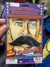 SELF ADHESIVE GENTLEMAN BLACK MOUSTACHE ACCESSORY New 