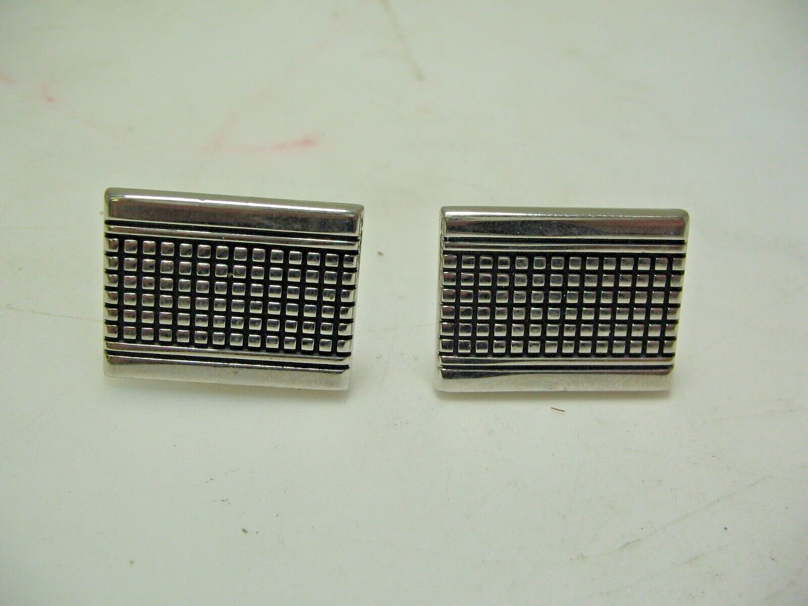 Vintage SWANK Rectangular Silver Contemporary Art… - image 1