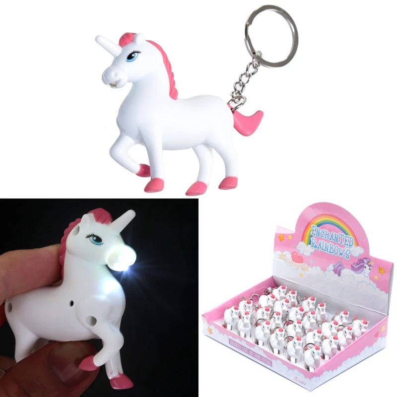 Cute Unicorn LED Light up Sound Keyring Key Ring Key chain torch