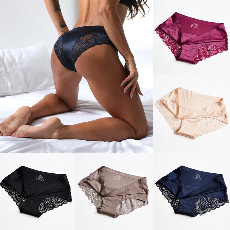 Free Size Women's Seamless No Show Ice Silk Panties Underwear (Size Best UP  to M, LXL) 