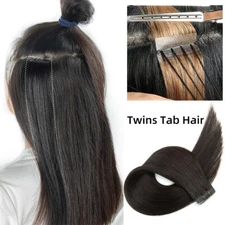 Natural Machine Remy Pull Through Invisible Hole Tape In Human Hair Extension