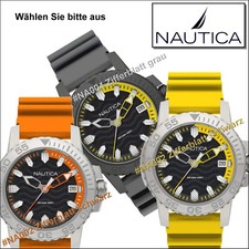 Nautica XL-Armbanduhr Schraubkrone; gelb o. orange o.grau, wasserdicht #NA002