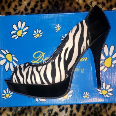 De Blossom Collection VINTAGE ZEBRA PATENT HEELS Y2K RETRO ROCKABILLY GLAM  10