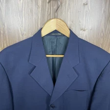 Luciano Carreli Italy Made Sport Coat Mens 42R Blue Solid Super 100s Lanificio