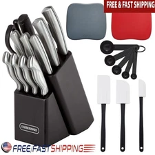 22 Piece Stainless Steel Knife Set Ergonomic Handle Kitchen Cutlery Block New
