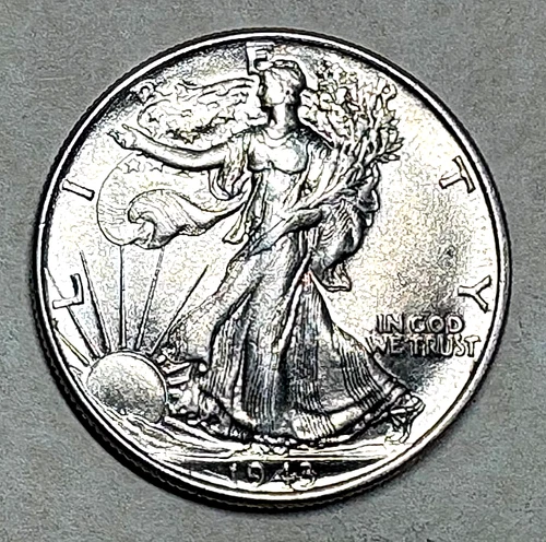 1943 Philadelphia Mint Walking Liberty Half Dollar - AU - 90% Silver