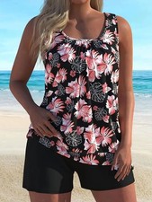 Ladies' two-piece casual plus size beach Tankini swimsuit