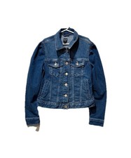 Gap Kids Girls XL 12 Blue Denim Puff Sleeve Jean Jacket Medium Wash D5
