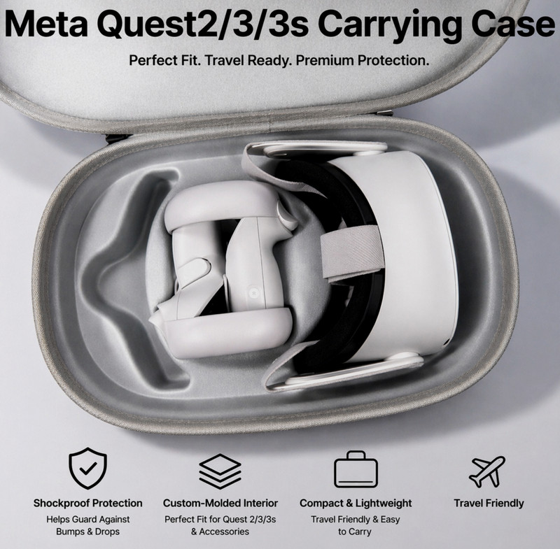 Hard Carrying Cse for Meta Quest 2/3/3s VR Headset Storage Travel Bag(Case)