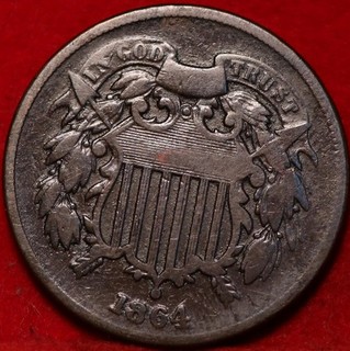 1864 Philadelphia Mint Copper Two Cent Coin