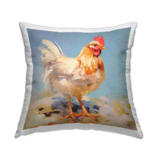 Modern Farmhouse Rooster Outdoor Printed Throw Pillow by RB