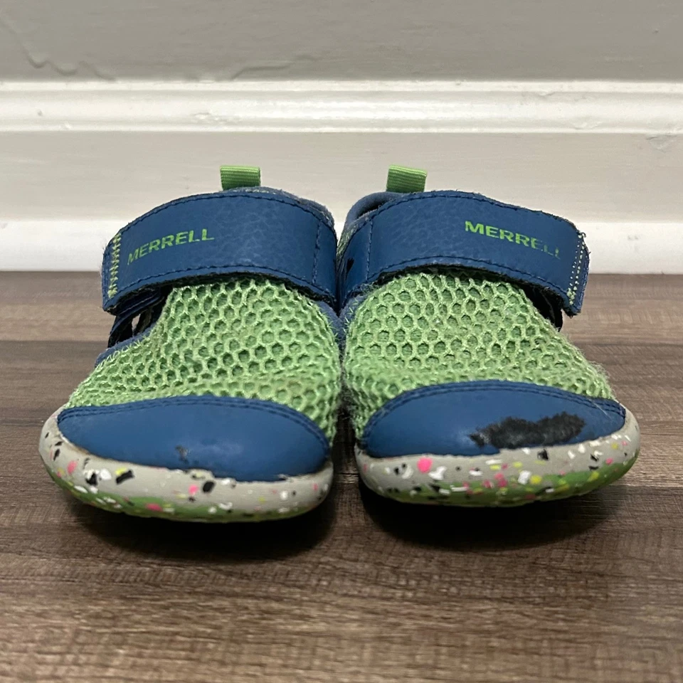 Merrell Baby Toddler Shoes 5.5M Green Blue H2O Sandal Water Closed Toe Hook Loop - Image 2 of 4