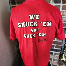 Vintage Single Stitch Dirty Moe's T-shirt Made In The USA  Red Size XL Oysters