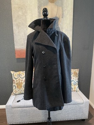 Esprit Outerwear Size Medium Double Breasted Pea Coat Notched Lapel Heather Gray
