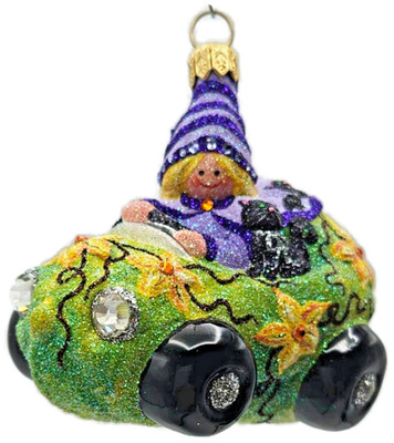 Patricia Breen Witch Way Green Lavender Hat Halloween Christmas Tree Ornament NM