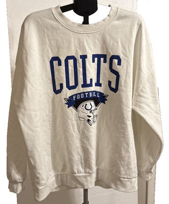 Indianapolis Colts White Sweatshirt Game Day Fan Apparel White Blue Logo Mens XL
