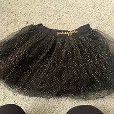 Pineapple Dance Studios Girls Tutu Skirt Black/Gold Glitter Tulle 2-3Y