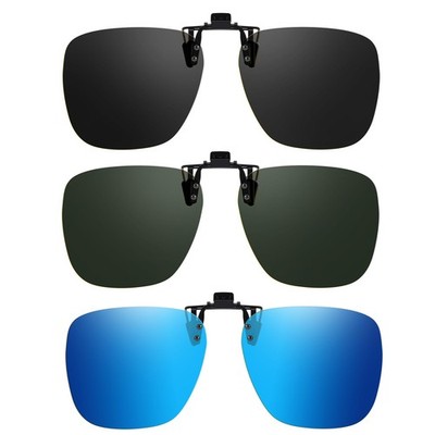 Trysee 3pcs Clip on Sunglasses Over 132mm*50mm, (Black+blue+green)