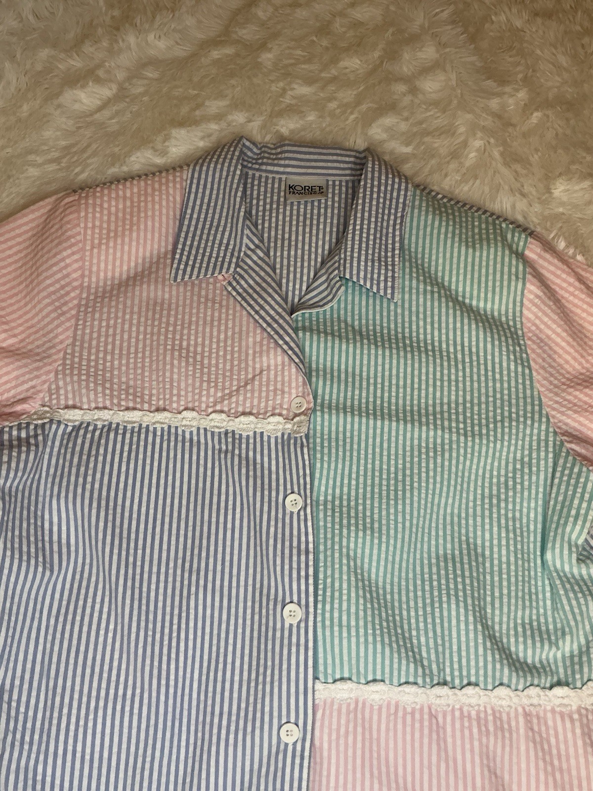 Koret Vintage Patchwork Button Up Pastel Colored … - image 3