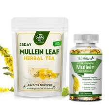 Mullein Leaf Tea Bags, Capsules For Lung Cleanse Detox Herbal Supplement