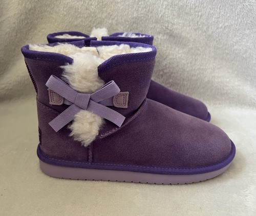 Ugg Koolaburra Victoria Mini Winter Boots Girls Sz 3 Suede Fur Purple *Torn Box - Picture 4 of 11