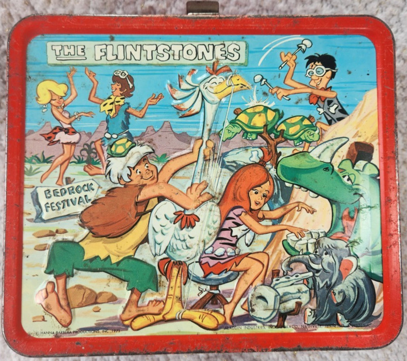 1971 Vintage {Aladdin} "PEBBLES & BAMM-BAMM" {THE FLINTSTONES} Lunchbox, RARE!