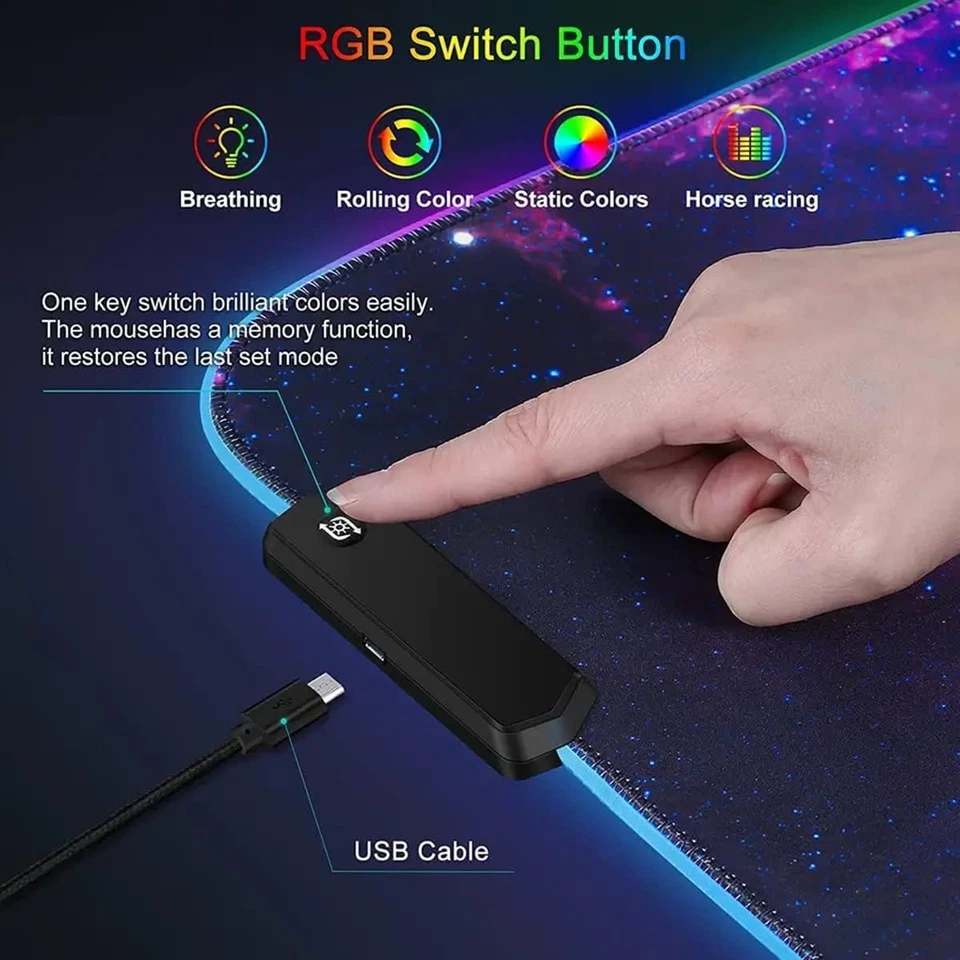RGB Tappetino Mouse Gaming - Grande Tappetino per Mouse LED XXL 800X300Mm, 12 RG - Immagine 2 di 4