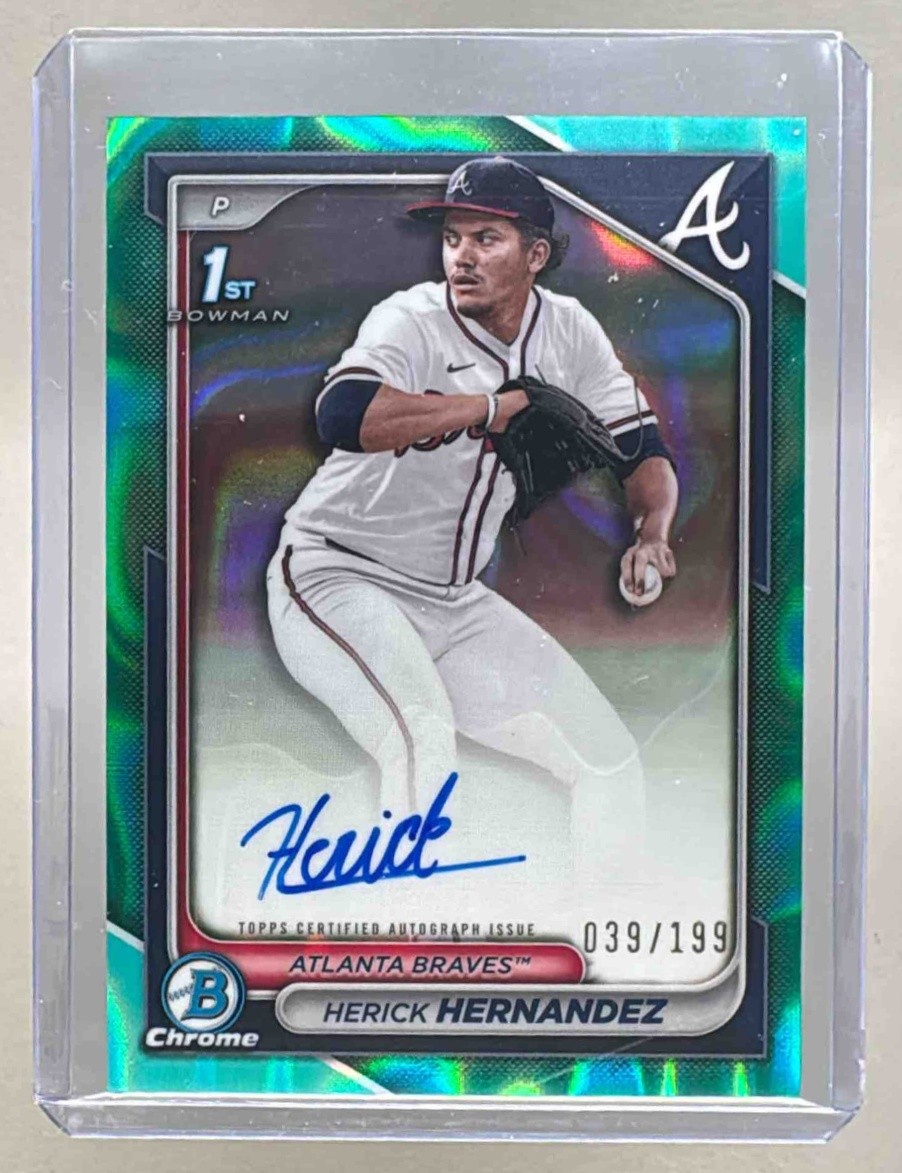 Herick Hernandez 2024 Bowman Chrome Draft Aqua Lava Refractor Auto 1st RC /199
