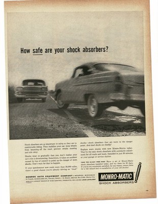 1959 Monroe Monro-Matic Shock Absorbers how safe are yours Vintage Print Ad
