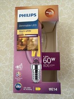 Philips E14 Led Klar Filament Kerze 5,9W = 60W 806Lm Warmglow 22-2700K Dimmbar
