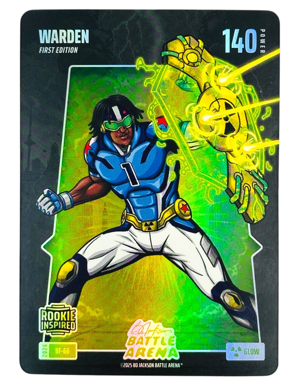 2025 Bo Jackson Battle Arena Warden Cam Ward Battlefoil Glow SP Alpha