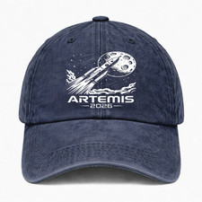 Rocket Moon Space Hat Artemis 2026 Vintage Washed Dad Cap Adjustable Unisex