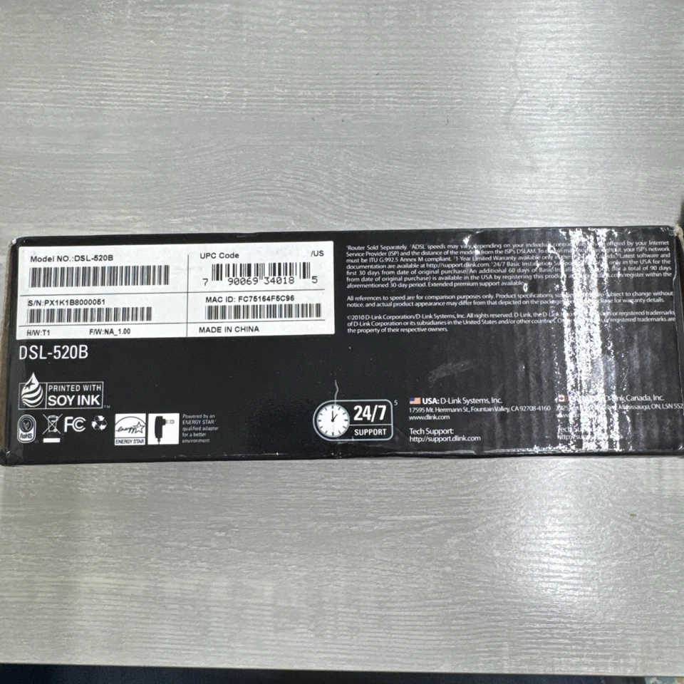 D-Link DSL-520B ADSL2+ Modem Broadband Complete In Box Tested Works - Image 2 of 4