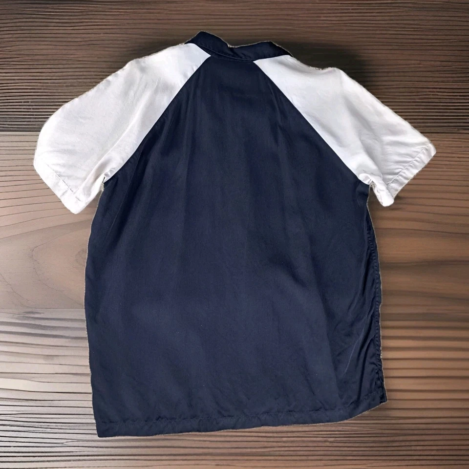 Brandini Men's Black White Silk Short Sleeve Button Down Shirt Size Large 2 Tone - Image 2 of 2