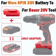 Battery Converter For Worx 20V 6PIN Battery Adapter To Fits For Bauer 20V Tools
