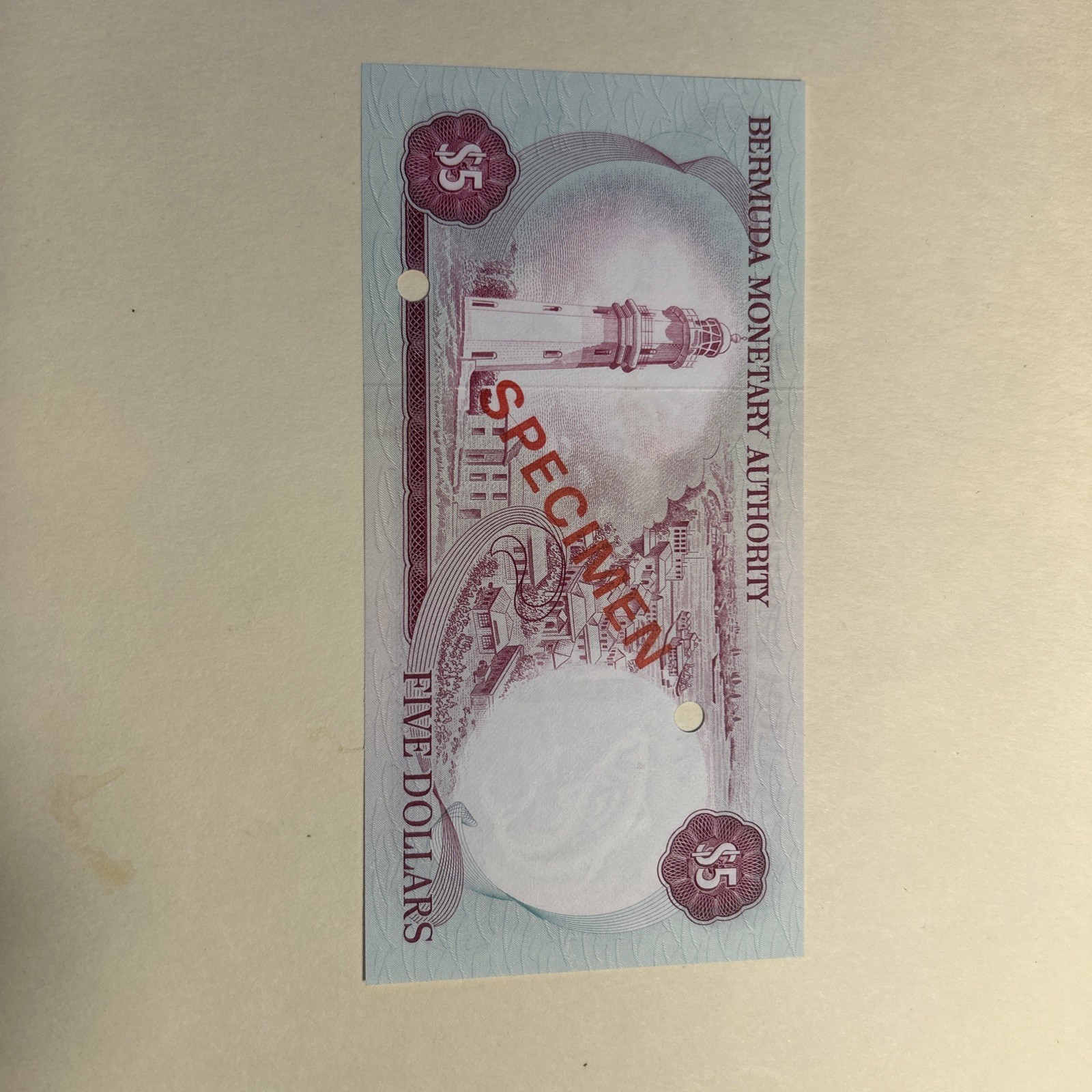Bermuda 1978 $5 Specimen Note Unc