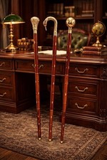 Set of 3Handmade Brass Handle Walking Cane Wooden Shaft Style Stick for Men Gift
