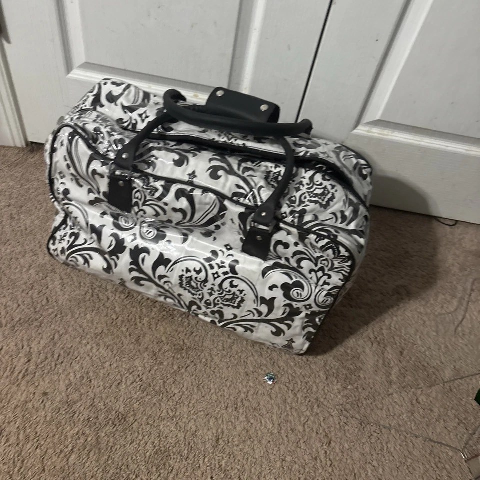 Trinta e uma mala de viagem mala de mão preta grande floral de viagem  - Imagem 2 de 3