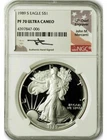 1989-S American Silver Eagle NGC PF70 UCAM Mercanti Signed