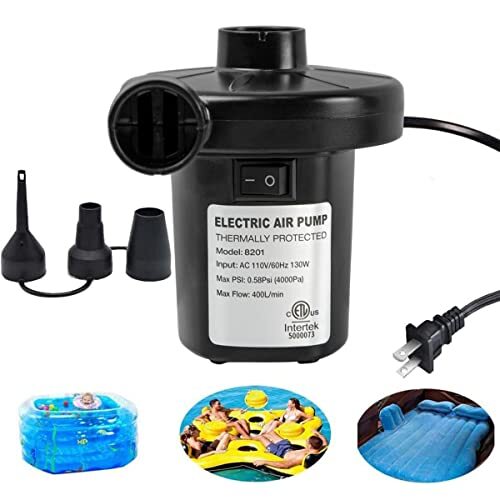 Schlauchboote Riesen Elektrische Luftpumpe mit 3 Düsen Quick Fill 110 Volt Inflator - Bild 1 von 6