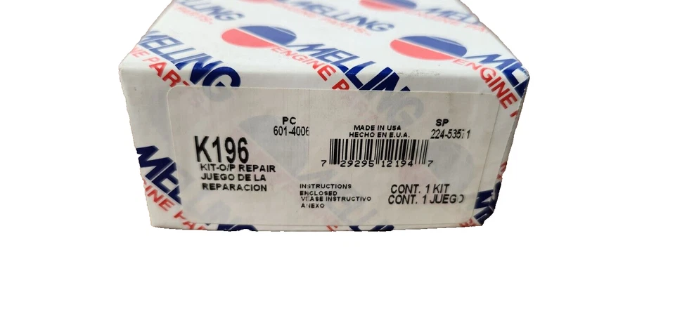 Kit de reparación de bomba de aceite de motor Melling K196; para Saturn 1991-2002 1,9 L Foto 2 de 2