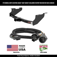 For 13-14 Ram 3500 Trailer Hitch w/ 4 Pin Wiring USCAR Plug NO OE hitch/C&C Curt