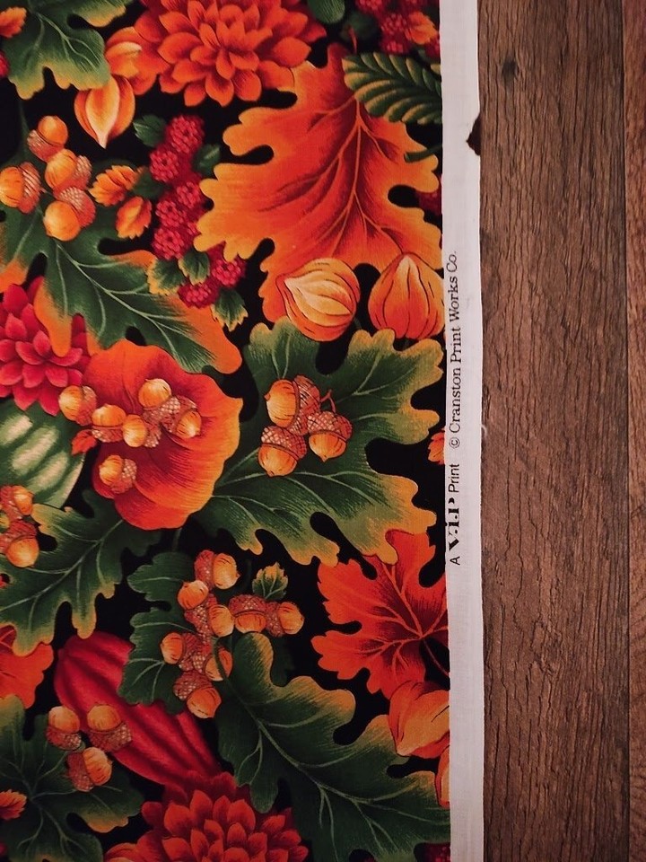 VIP Cranston Oak Leaves Acorn Red Green Autumn Fall Fabric New 2 Yards