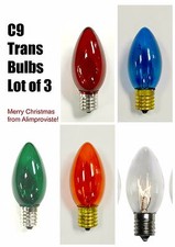 3PK C9 Traditional Classic Light BULB Christmas Red Blue Green Orange Clear 1632