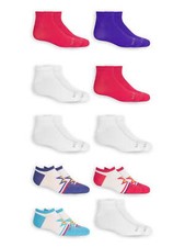 Fruit of the Loom Girls No Show Socks 10-Pack, Sizes S-L
