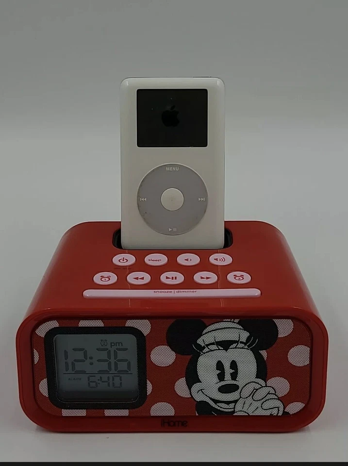 Disney iHome Minnie Mouse Sistema de Altavoces Reloj Despertador Doble DM-H22 Probado con Cable Foto 3 de 4