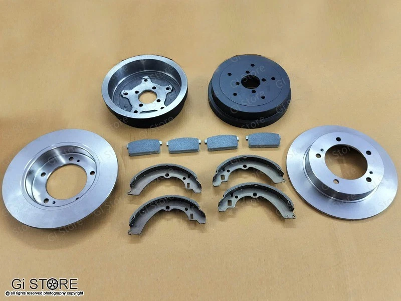 Rotores de freno delanteros y pastillas tambores traseros zapatas kit de 6 piezas para Suzuki Samurai 1986-1994 Foto 3 de 4