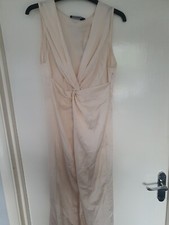 Boohoo Satin Twist Plunge Midaxi Dress Size 12 Champagne